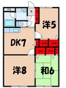 ラフィネ伊那 3DKの間取り