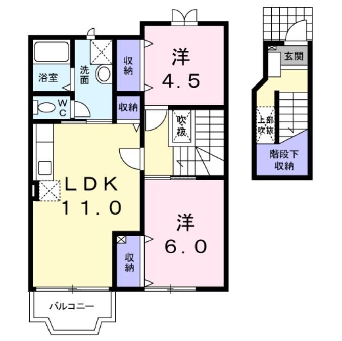 間取り図 飯田線（長野県内）/伊那新町駅 徒歩9分 2階 築22年