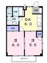 竜ヶ崎ハイツ 2DKの間取り