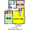 コーポ大北 2LDKの間取り