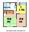 三峯ハイツ 2Kの間取り
