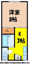 西河原シティーハイツ 1Kの間取り