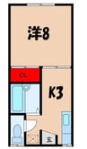 西河原シティーハイツ 1Kの間取り