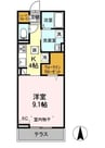 Lupinus境B棟 1Kの間取り