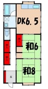 長田荒井貸家 2DKの間取り