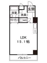 セリシア蟻ヶ崎 1Rの間取り