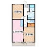 Limpiaエスポワール西中田 2LDKの間取り