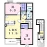 セレッソミサト 2LDKの間取り
