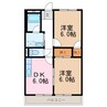 プリムローズ朝倉 2DKの間取り