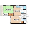 シャトレ井川城 2DKの間取り