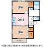 ミレニアム吉澤AB棟 2DKの間取り