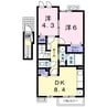 カーサメヌエットＤ 2DKの間取り