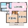 サンライフ西村 2LDKの間取り