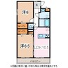 オーク笹部 2LDKの間取り