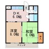 ロイヤルコーポ松本１号棟 2DKの間取り