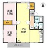 ジュネス・ＫＵＢＯＴＡ Ｂ棟 2LDKの間取り