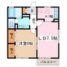 セジュール21 1LDKの間取り