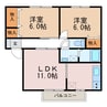 シャン・ド・フルールＢ 2LDKの間取り