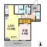 CouR18高宮W 1LDKの間取り