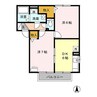 ポルトス元町Ａ（連取町） 2DKの間取り