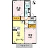 ダイヤモンドＢ（宮子町） 2DKの間取り