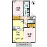 ダイヤモンドＢ（宮子町） 2DKの間取り