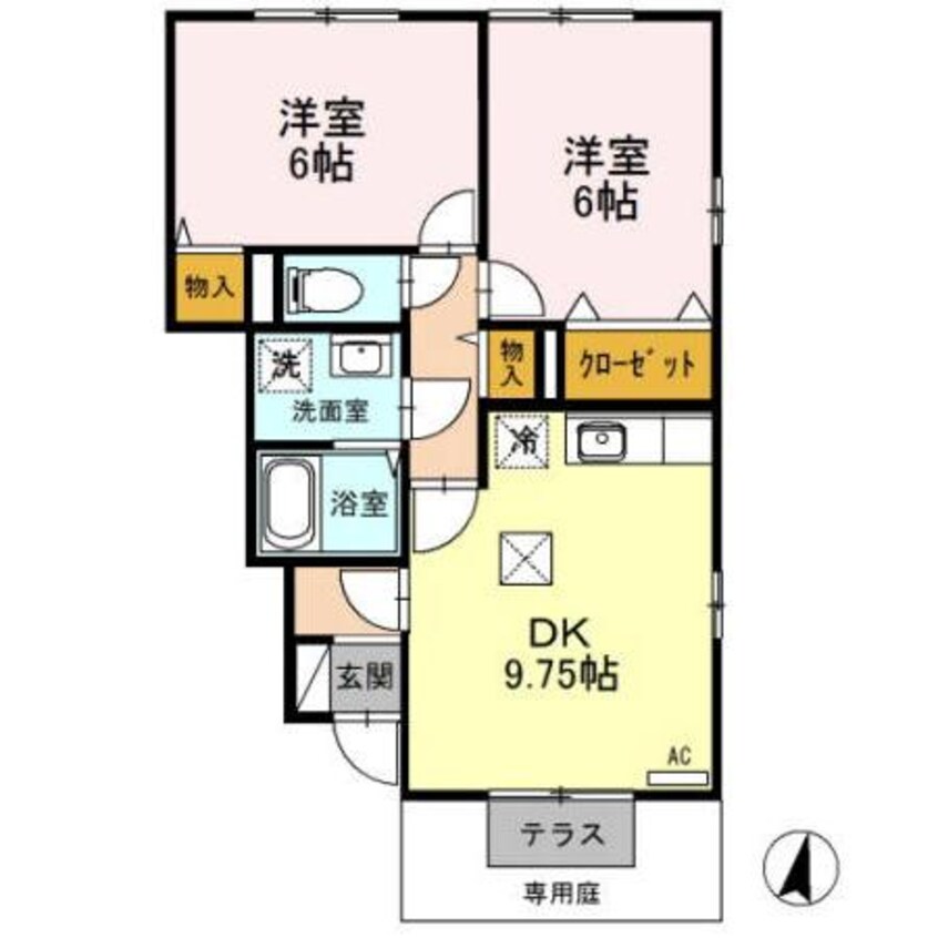 間取図 ロイヤルガーデン連取D（連取町）