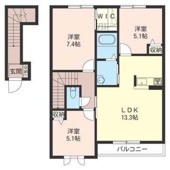 間取図 カーサ・リーベンA（連取町）