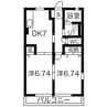 カンテハイムＢ 2DKの間取り