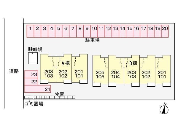 配置図 グリーンフォールズ山王Ａ（山王町）