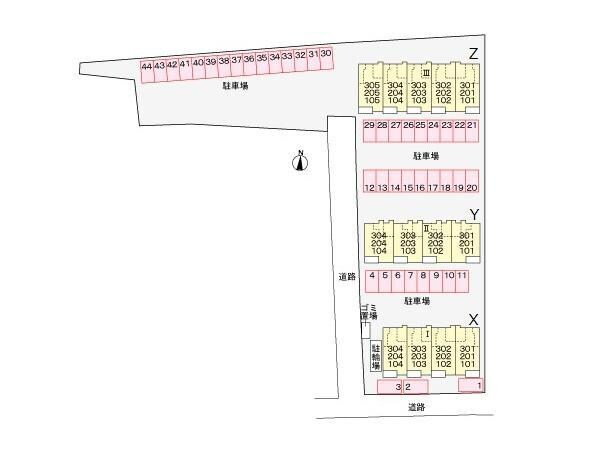 配置図 Ｒａｉｎｂｏｗ　Ｓｋｙ　ｙ（下植木町）