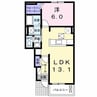 プリムローズⅡ（除ヶ町） 1LDKの間取り