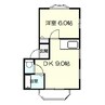さくらハイツ（昭和町） 1DKの間取り