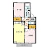 プランドールB（茂呂町） 2DKの間取り