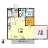 ブルーサファイアB（茂呂町） 1LDKの間取り