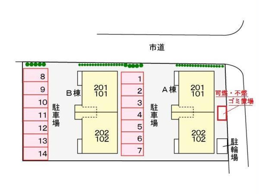 配置図 ハイブリッジB（宮子町）