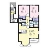 ライスカントリーＢ（三室町） 2LDKの間取り