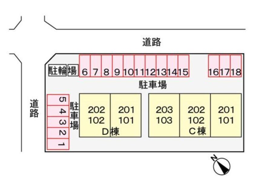 配置図 メゾンボヌールC（連取町）