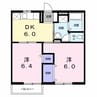 アムールB（連取元町） 2DKの間取り