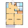レジデンスみなみG棟（田中島町） 2DKの間取り