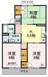 パレーシャル足高　２号棟 3Kの間取り