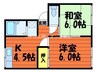 プレジール三島 2Kの間取り