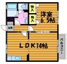 モンプリエール　Ａ 1LDKの間取り