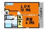 オランジュ　Ｄ棟 1LDKの間取り