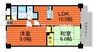 セザール倉敷 2LDKの間取り