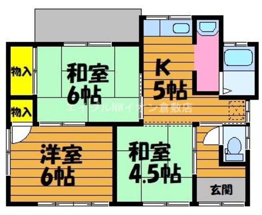 間取図 平屋戸建て三島借家