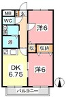 サンヴィラ鴨方 2DKの間取り