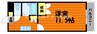 倉敷ライフ・キャンパス　A棟 1Kの間取り