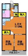 ガーディニアシティ上富井 2LDKの間取り