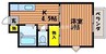 CASA茶屋町 1DKの間取り